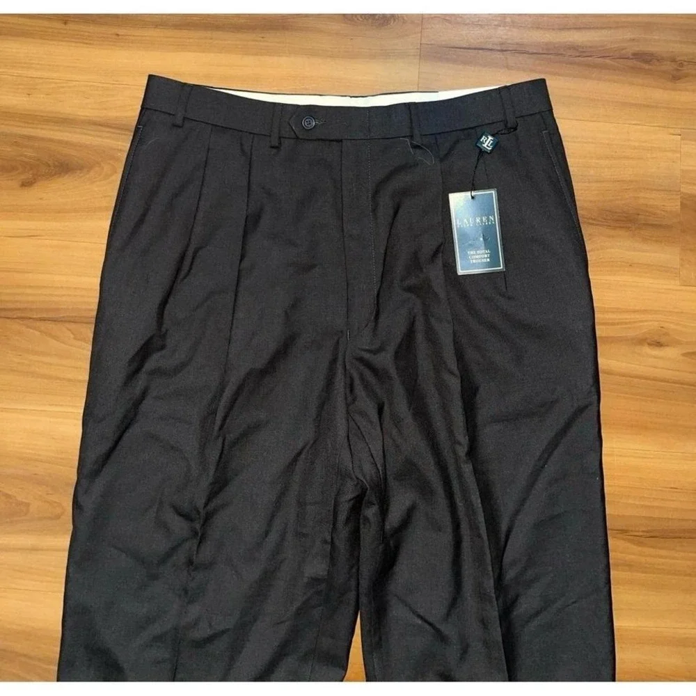 NWT Lauren Ralph Lauren 100% Wool Chocolate Pleated‎ Business Casual Dress Pants